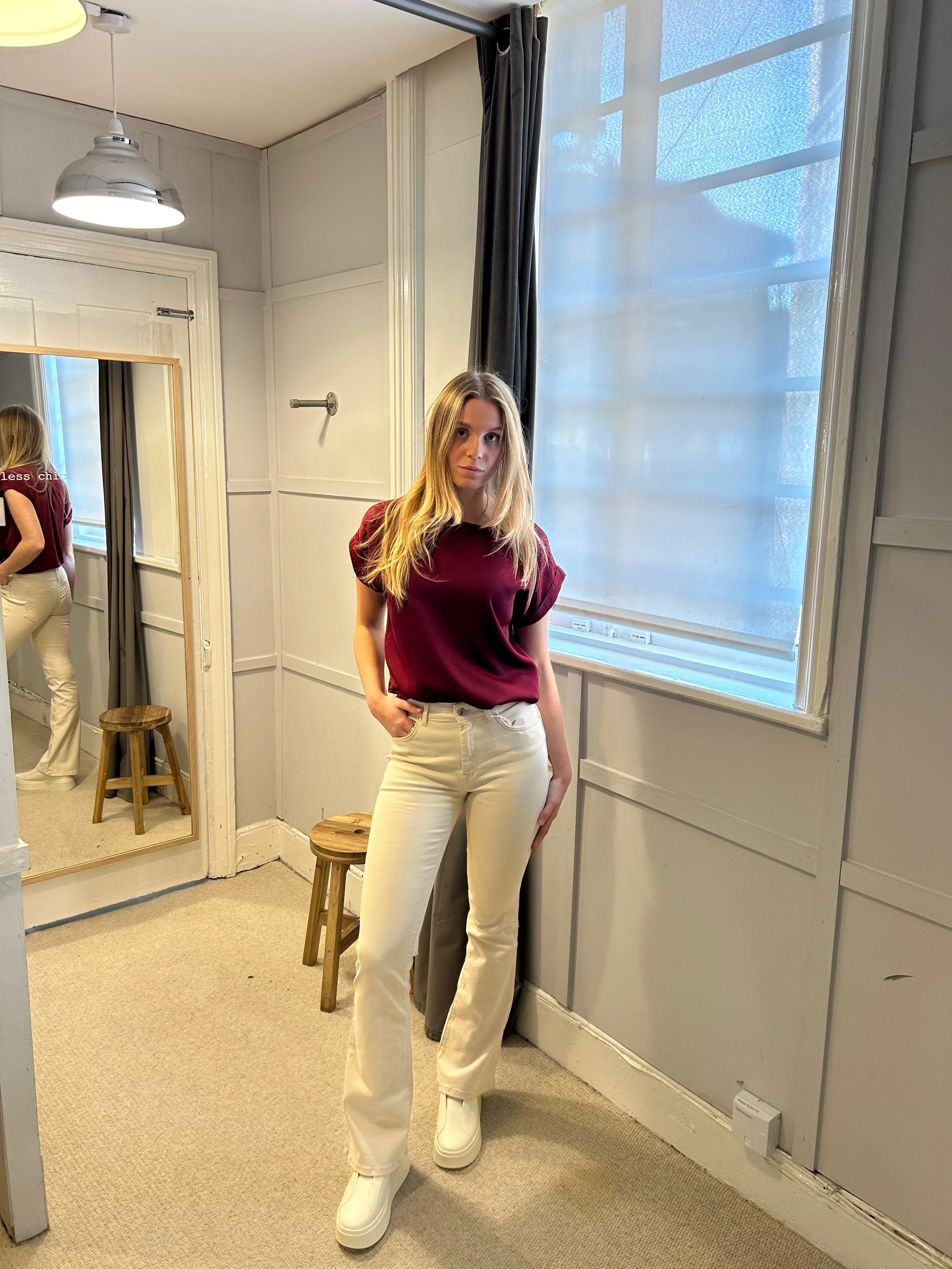 Blush Flair Jeans - Cream 32 Leg - Image 7