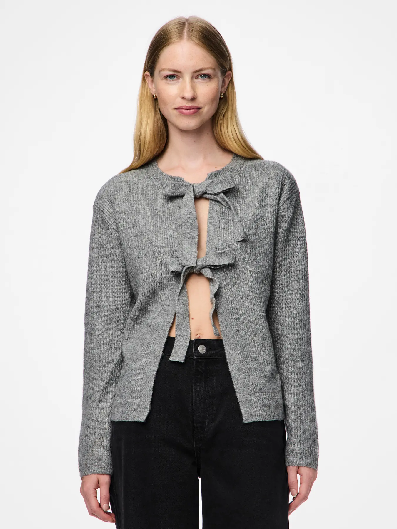 Bow Front Cardigan Grey - Image 4