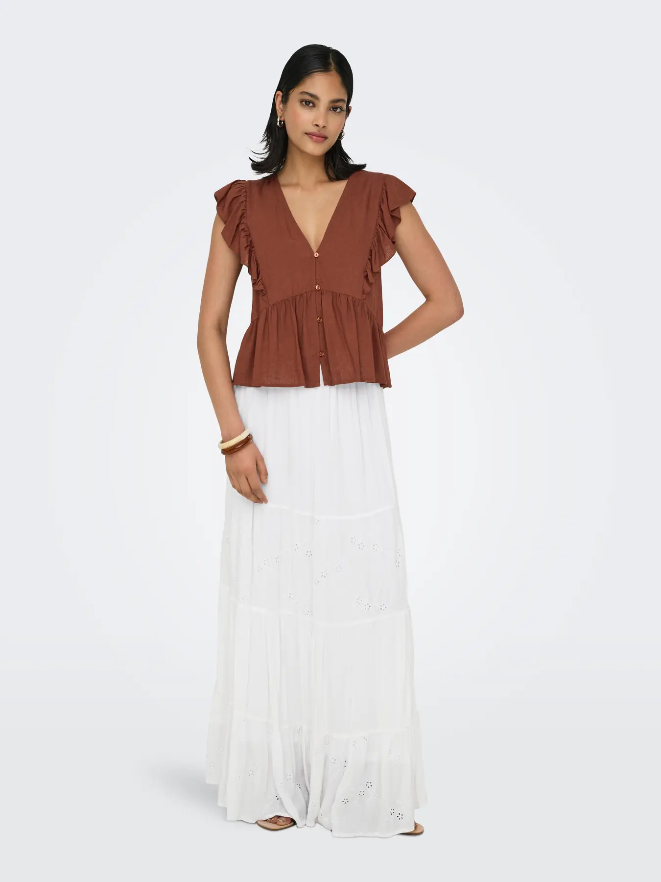 Broiderie Panel Maxi Skirt White - Image 3