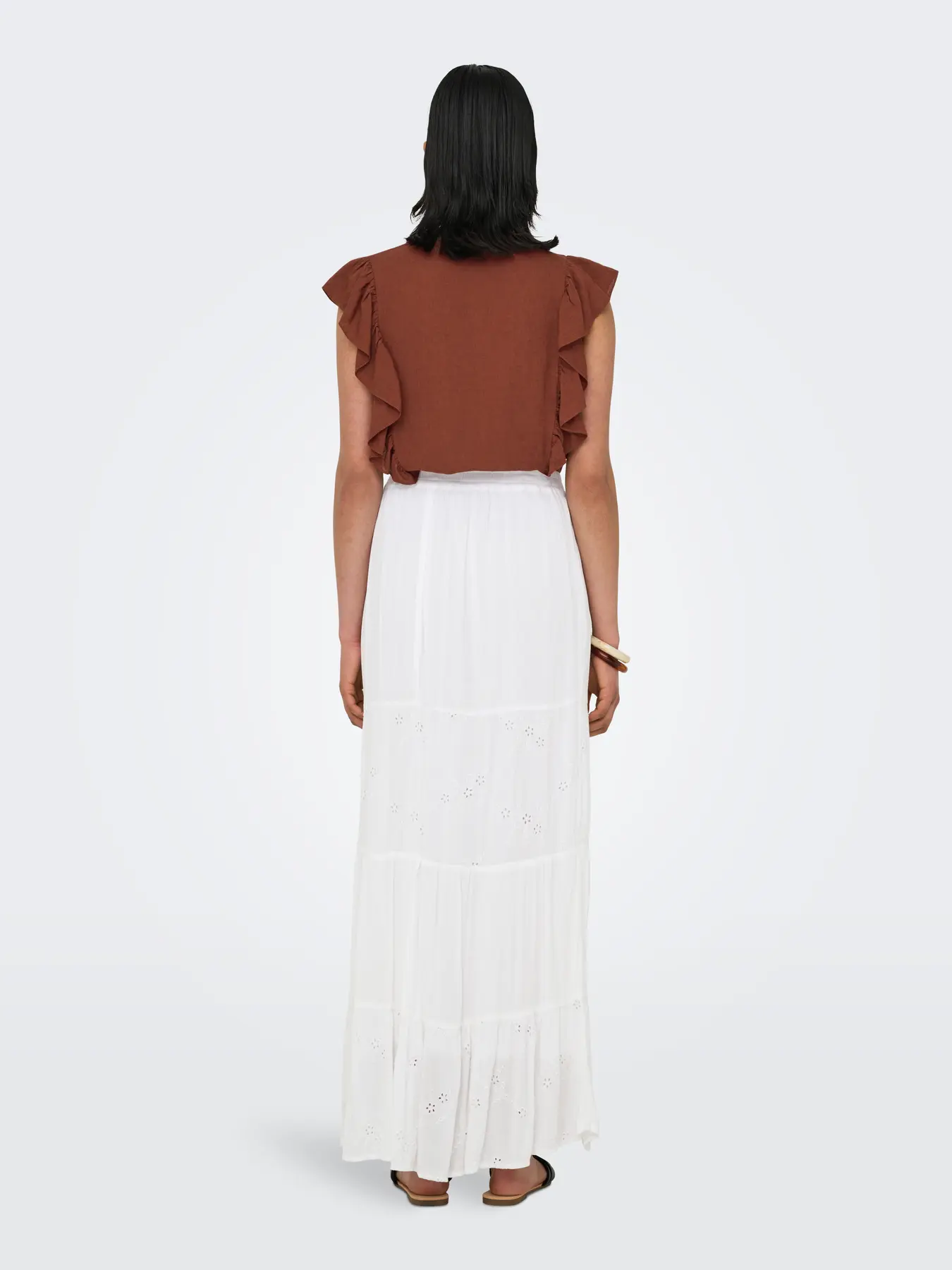Broiderie Panel Maxi Skirt White - Image 4