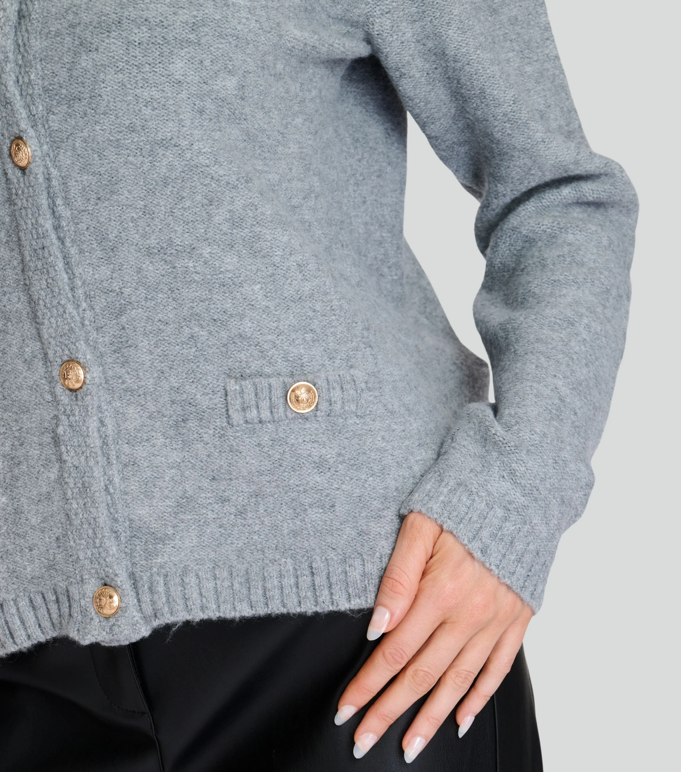 Soft Grey Cardi Jacket - Image 3