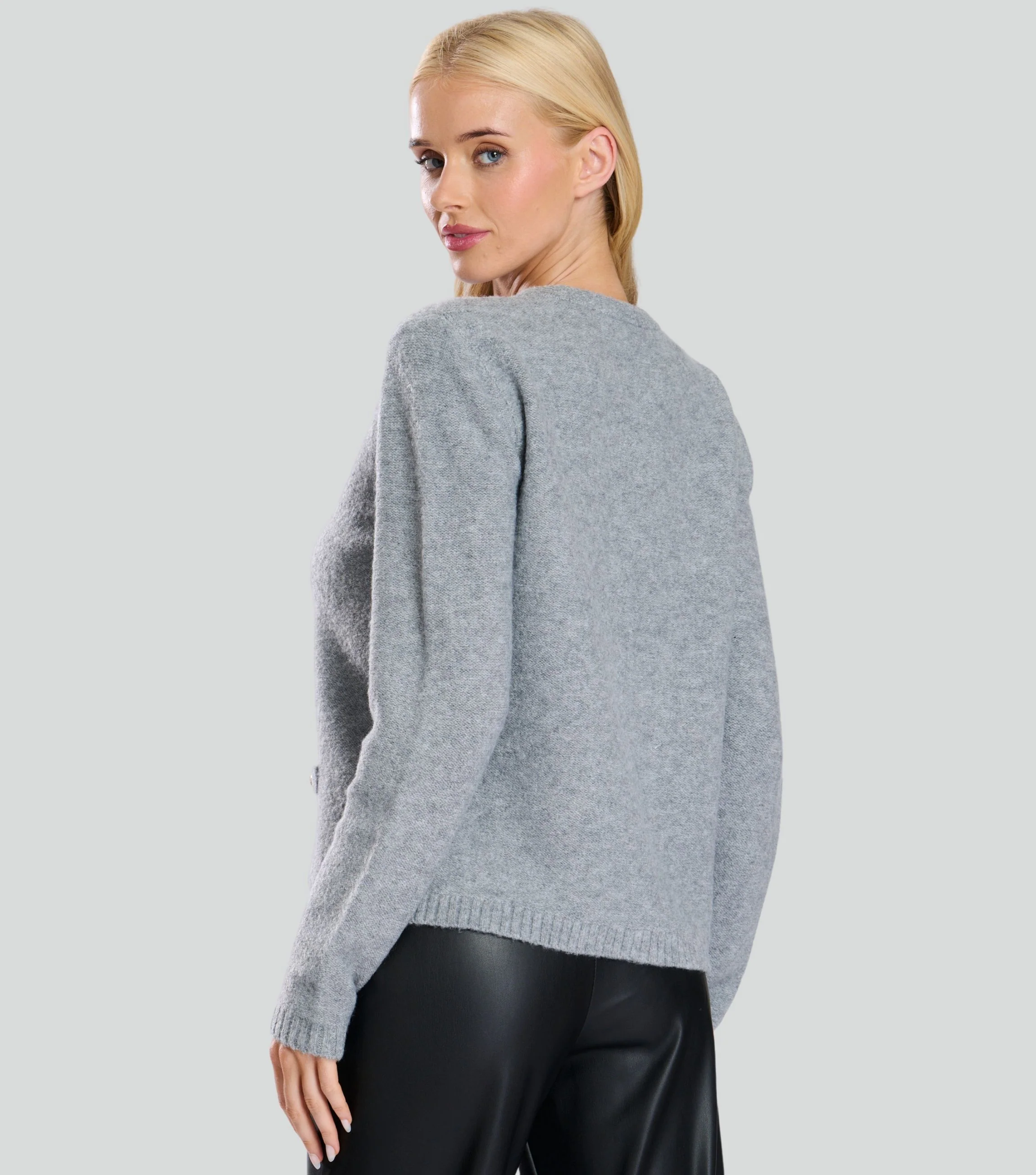 Soft Grey Cardi Jacket - Image 4