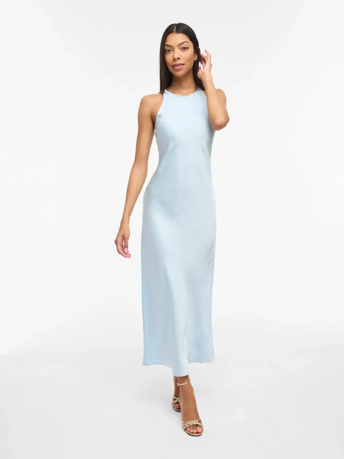 Viellette Satin Dress Pale Blue - Image 4
